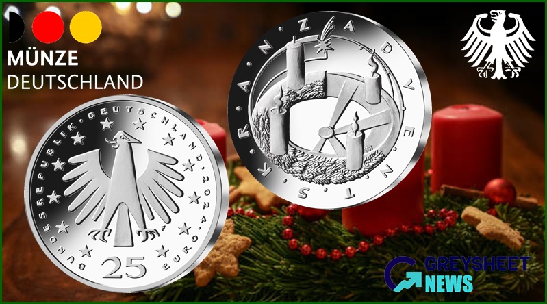 The wreath of lights is this year's feature on Germany's Christmas coin.