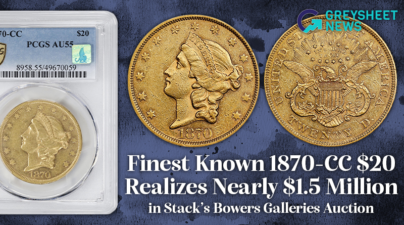 Graded PCGS AU55, this is generally believed to be the finest surviving example.