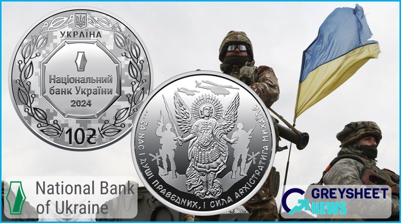 The Archangel and soldiers are the focus on the obverse side.