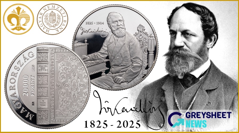 The obverse side features a seated portrait of Maurus 'Mór' Jókai 