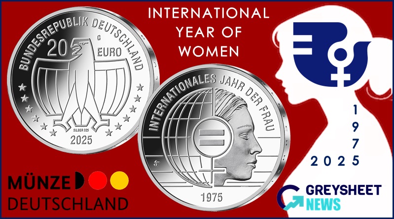 The obverse includes the symbols representing women and equality along with the commemorative year.