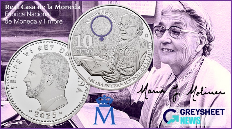 The reverse side includes the internationally recognised symbol for women and coloured in purple.