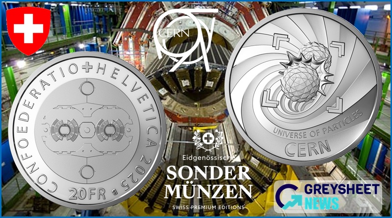 An image of one of the largest particle accelerators in the world features on the obverse.