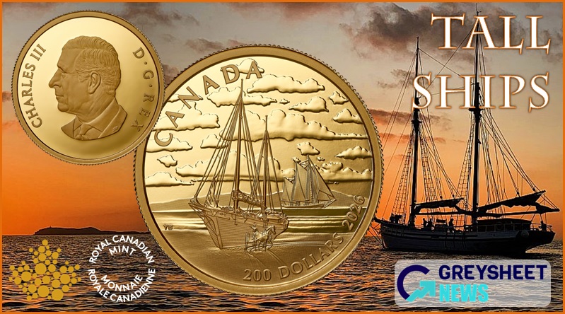 Canada. New Gold Proof Coins Depict Elegant Ketch Rig in Tall Ships Series