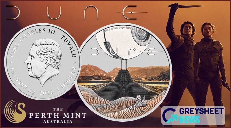 Perth Mint – Tuvalu. Award-Winning Novel DUNE Features on New Silver Proof and Colour Coins