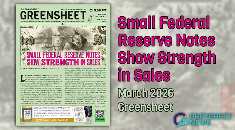 March 2026 Greensheet Market Analysis: Small Federal Reserve Notes Show Strength in Sales