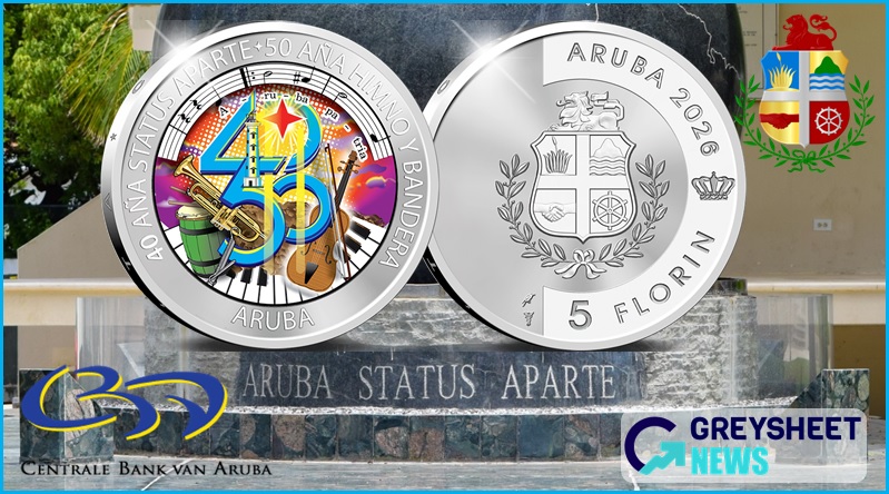 Aruba. New Proof and Colour Silver Coins Released to Mark 40 Years of Autonomy 