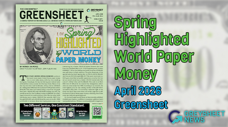 April 2026 Greensheet Market Analysis: Spring Highlighted by World Paper Money