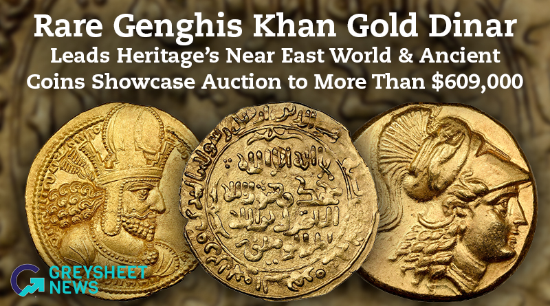 Rare Genghis Khan Gold Dinar Leads Heritage's Near East World & Ancient Coins Showcase Auction to More Than $609,000