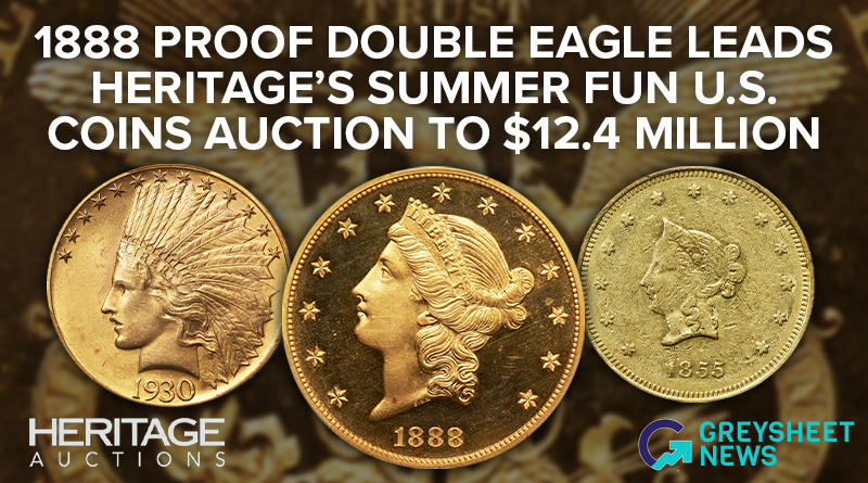 1888 Proof Double Eagle Leads Heritage's Summer FUN U.S. Coins Auction to $12.4 Million