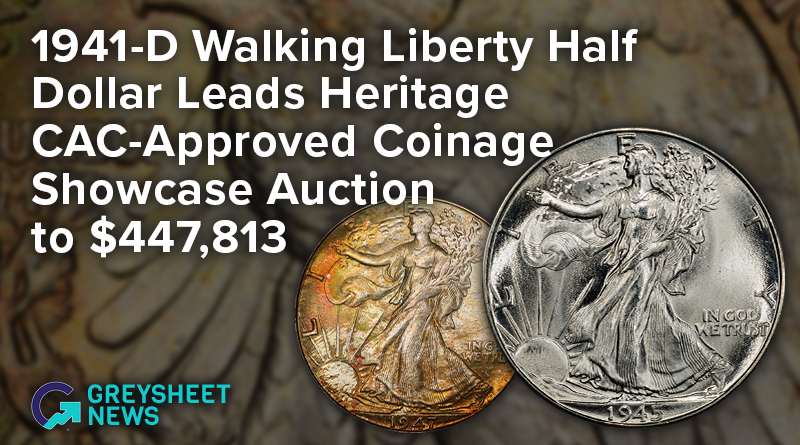 1941-D Walking Liberty Half Dollar Leads Heritage CAC-Approved Coinage Showcase Auction to $447,813