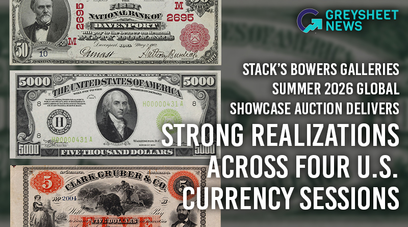 Stack's Bowers Galleries Summer 2026 Global Showcase Auction Delivers Strong Realizations Across Four U.S. Currency Sessions